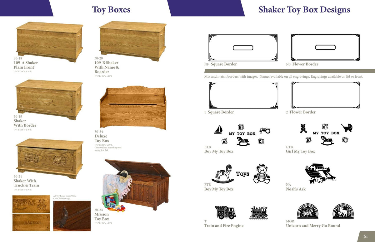 Mission Toy Box catalog page