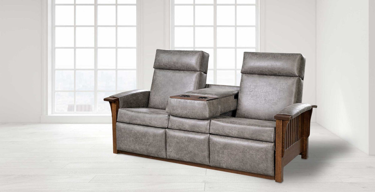 Mission Recliner Sofa with Fold-Down Console