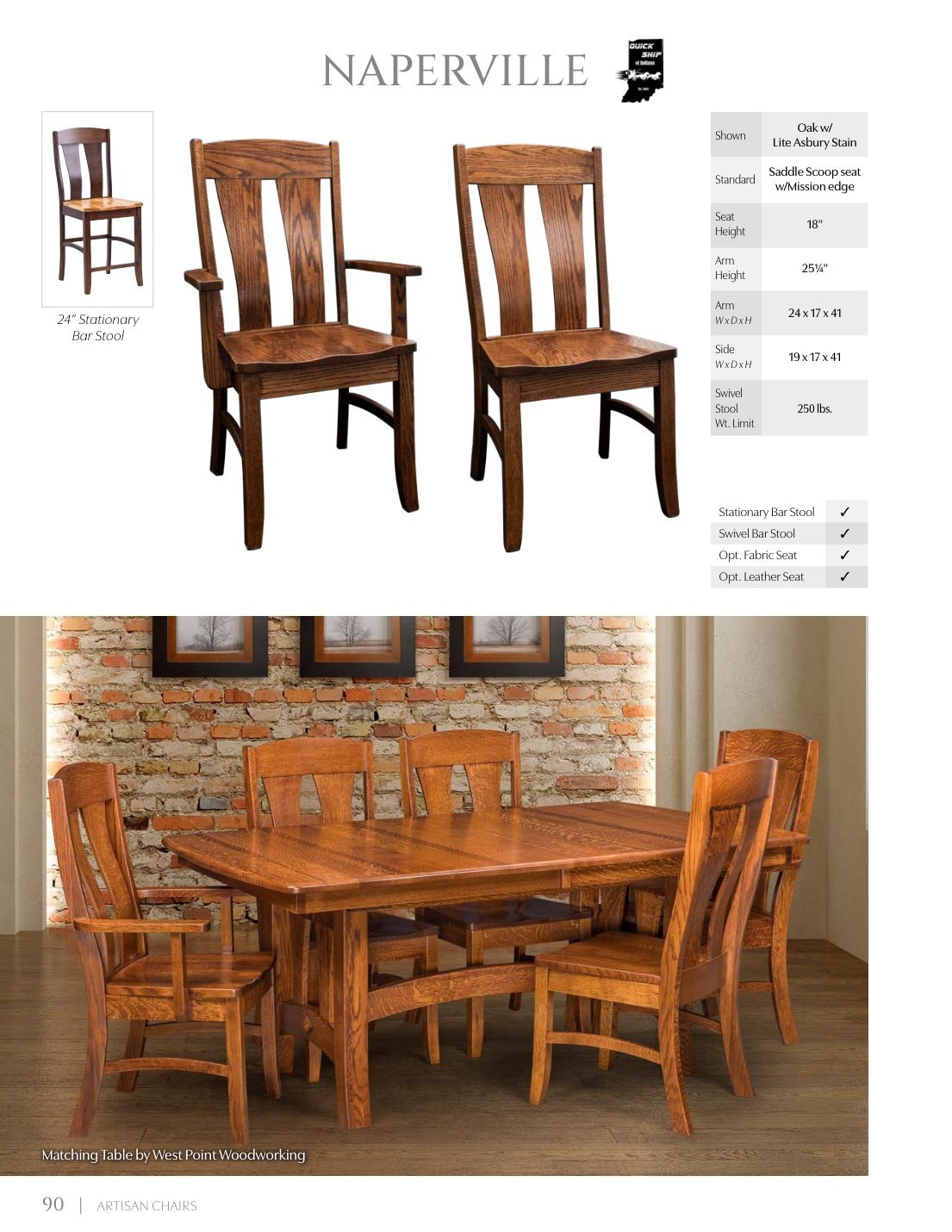 Naperville Arm Chair catalog page