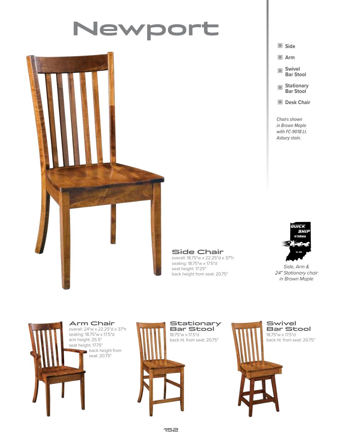 Newport Swivel Bar Stool catalog page