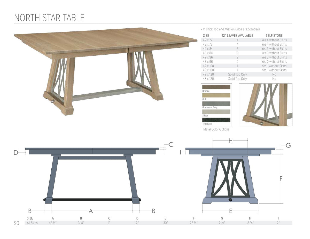 North Star Table catalog page
