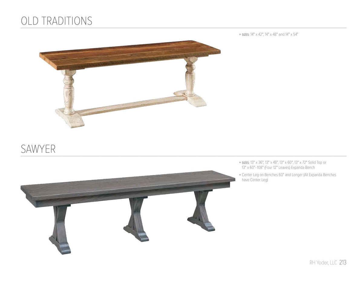 Old Traditions Bench catalog page