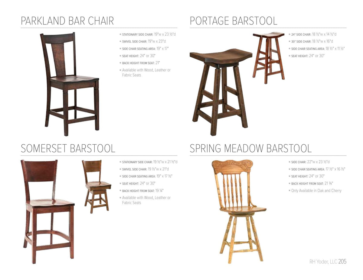 Portage Swivel Bar Stool catalog page