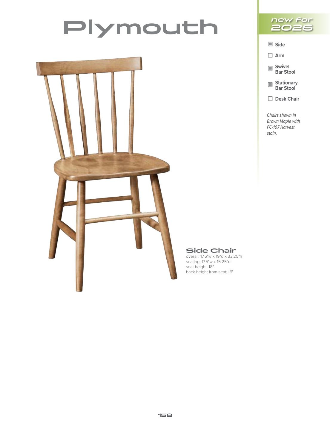 Plymouth Side Chair catalog page