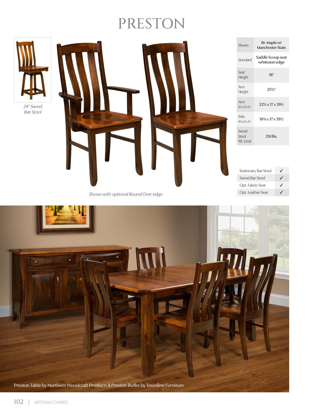 Preston Arm Chair catalog page