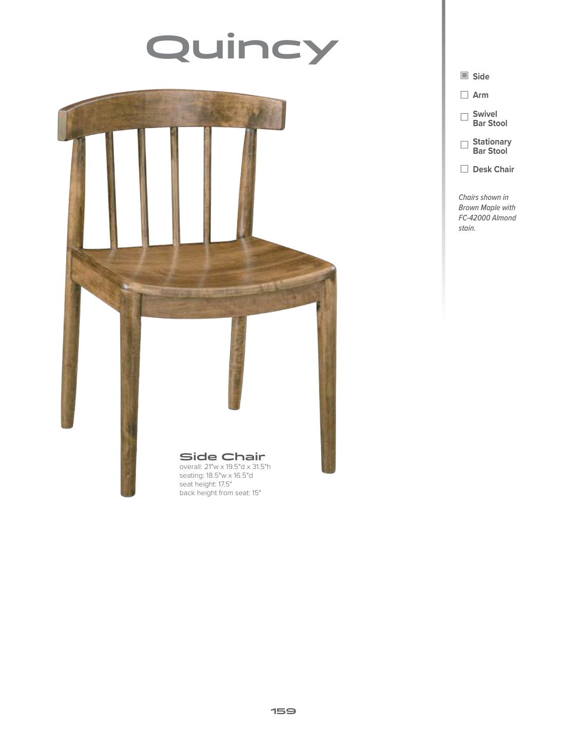 Quincy Side Chair catalog page
