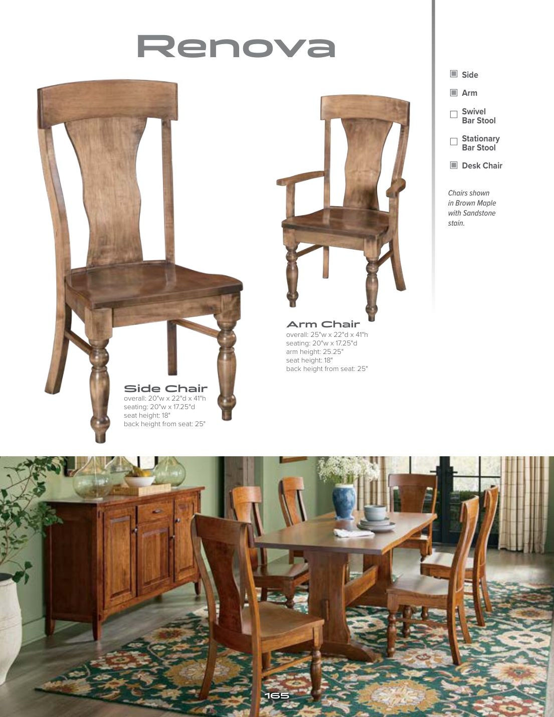Renova Arm Chair catalog page