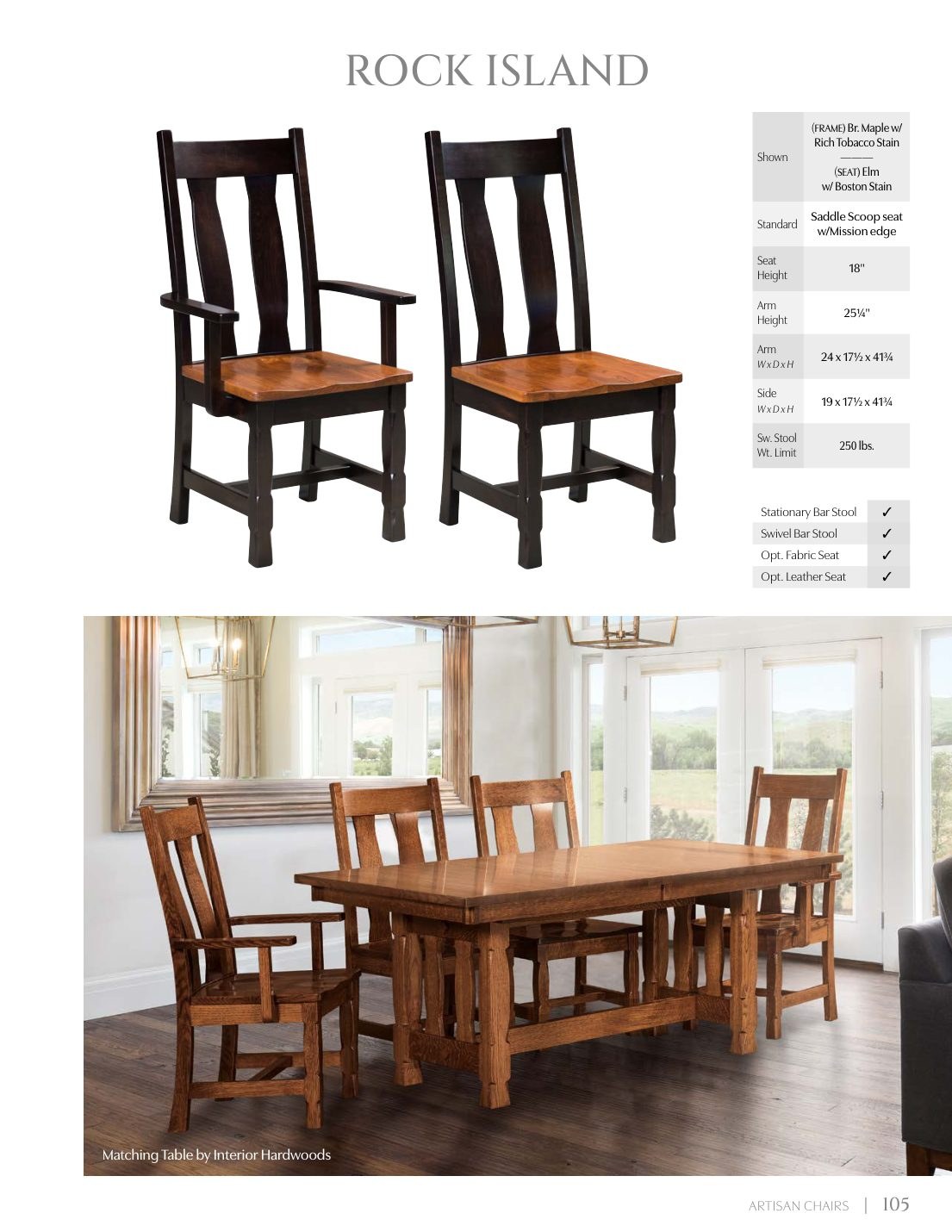 Rock Island Side Chair catalog page
