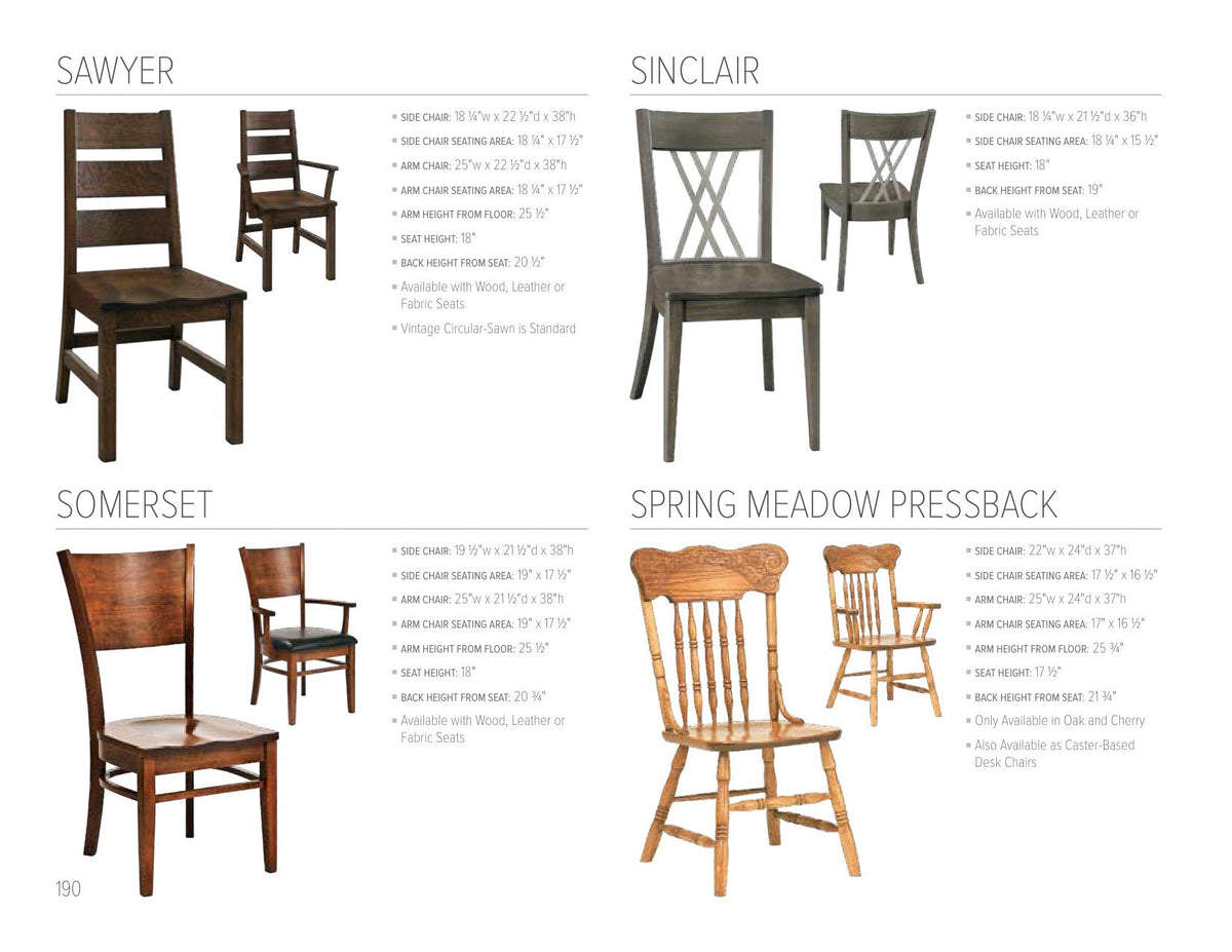 Spring Meadow Pressback Side Chair catalog page
