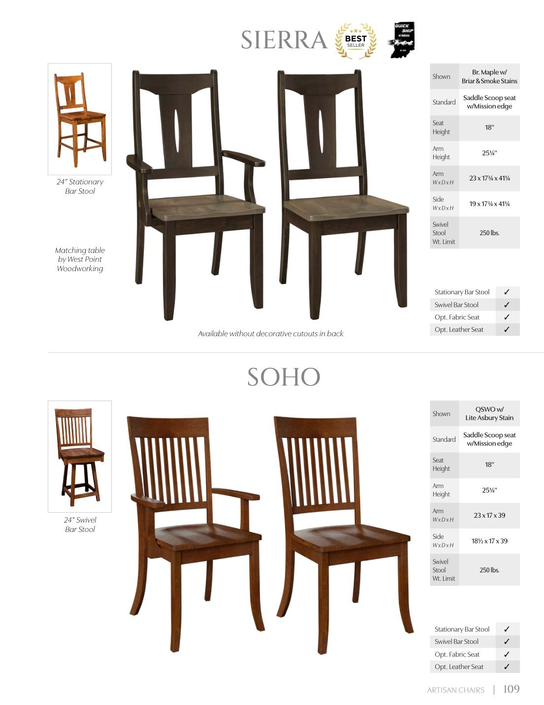 Soho Side Chair catalog page