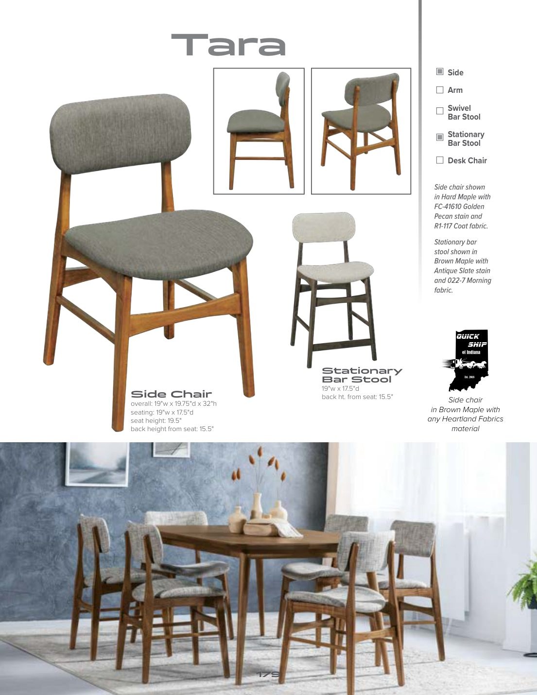 Tara Stationary Bar Stool catalog page