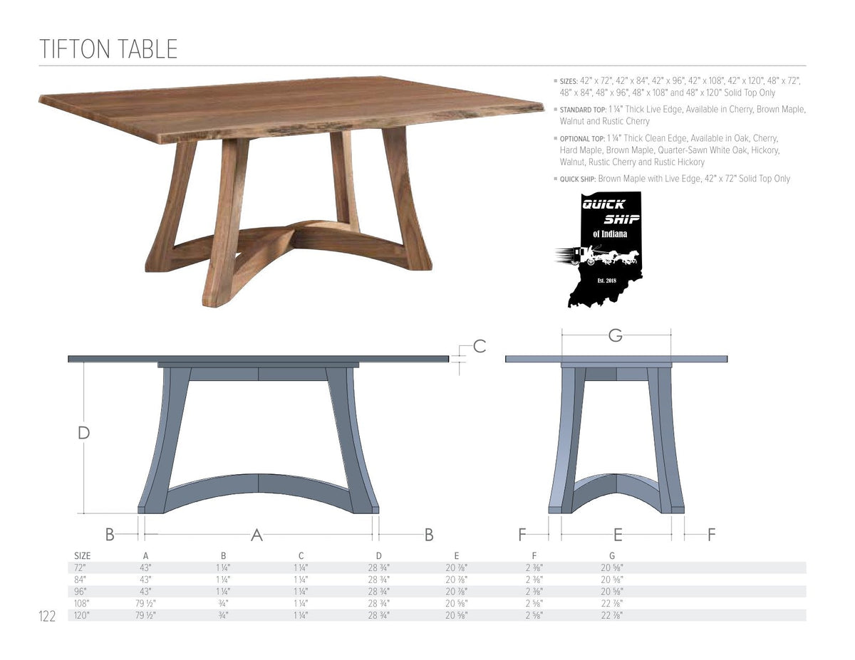 Tifton Table catalog page