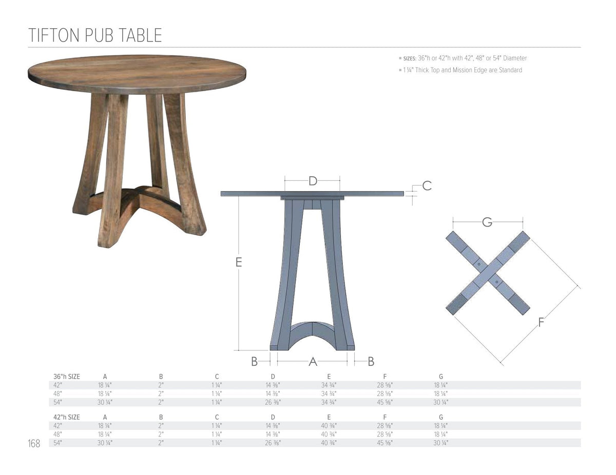 Tifton Round Pub Table catalog page