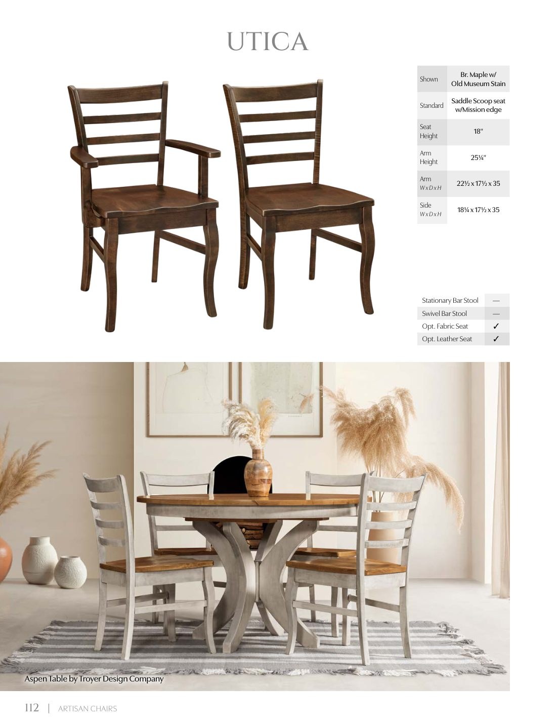 Utica Side Chair catalog page