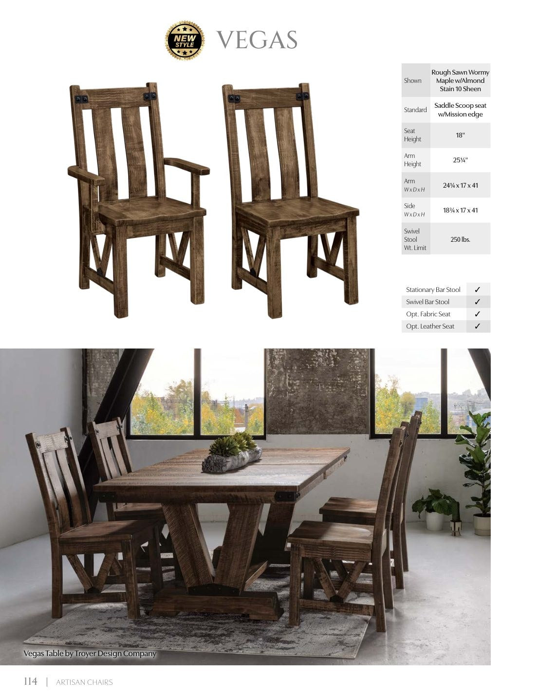 Vegas Arm Chair catalog page
