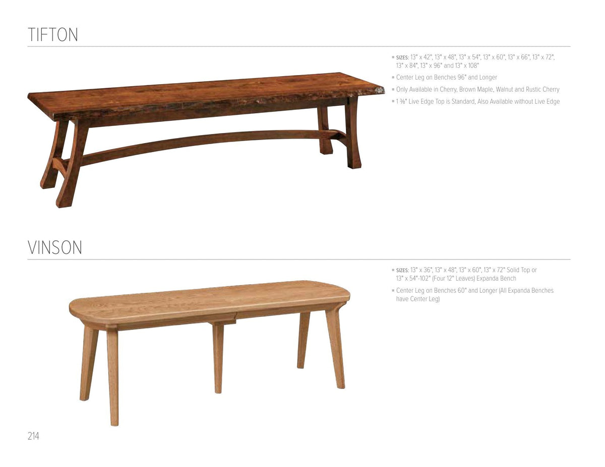 Tifton Bench catalog page