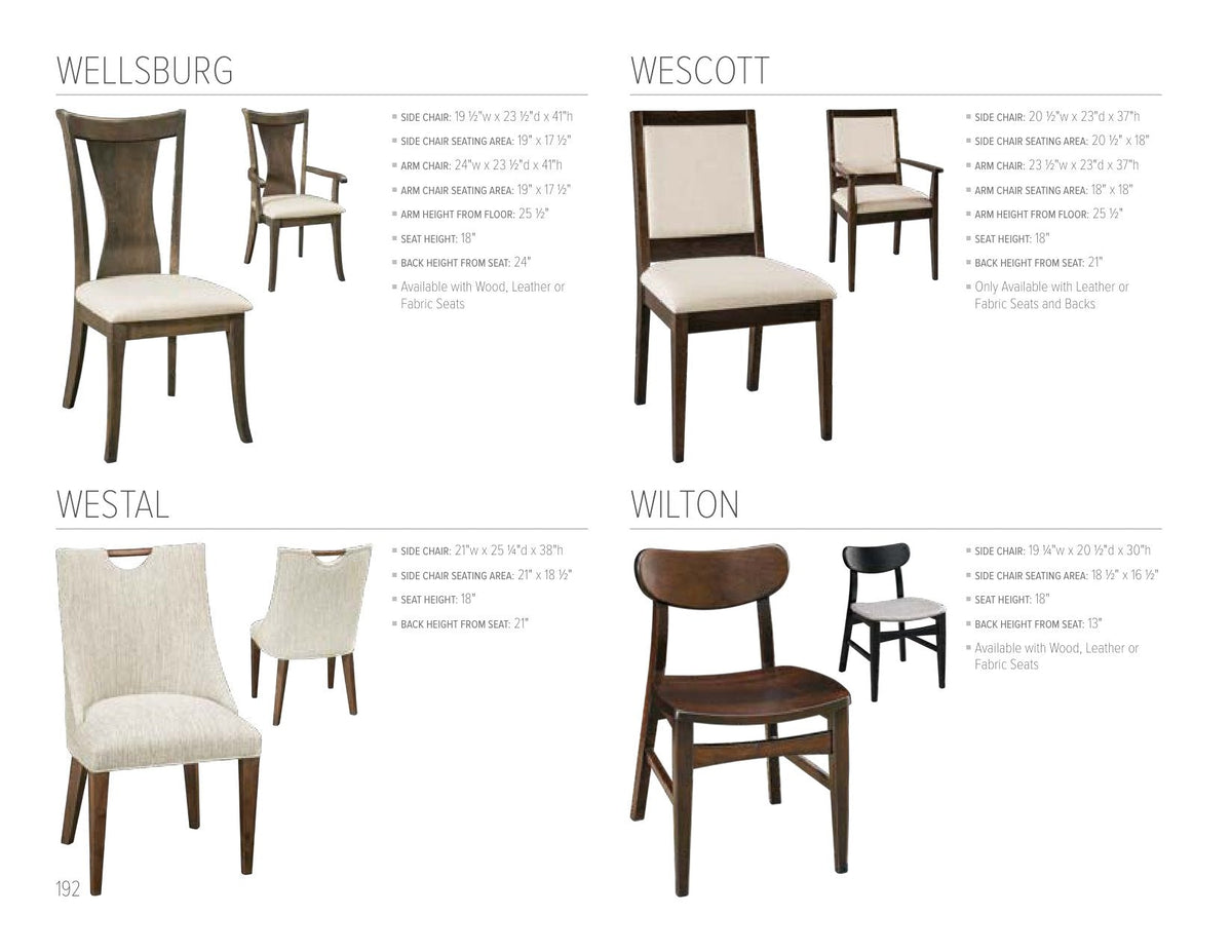 Wilton Side Chair catalog page