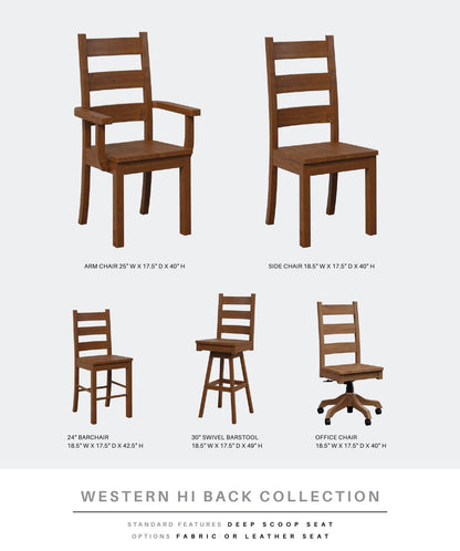 Western Hi Back Side Swivel Bar Stool