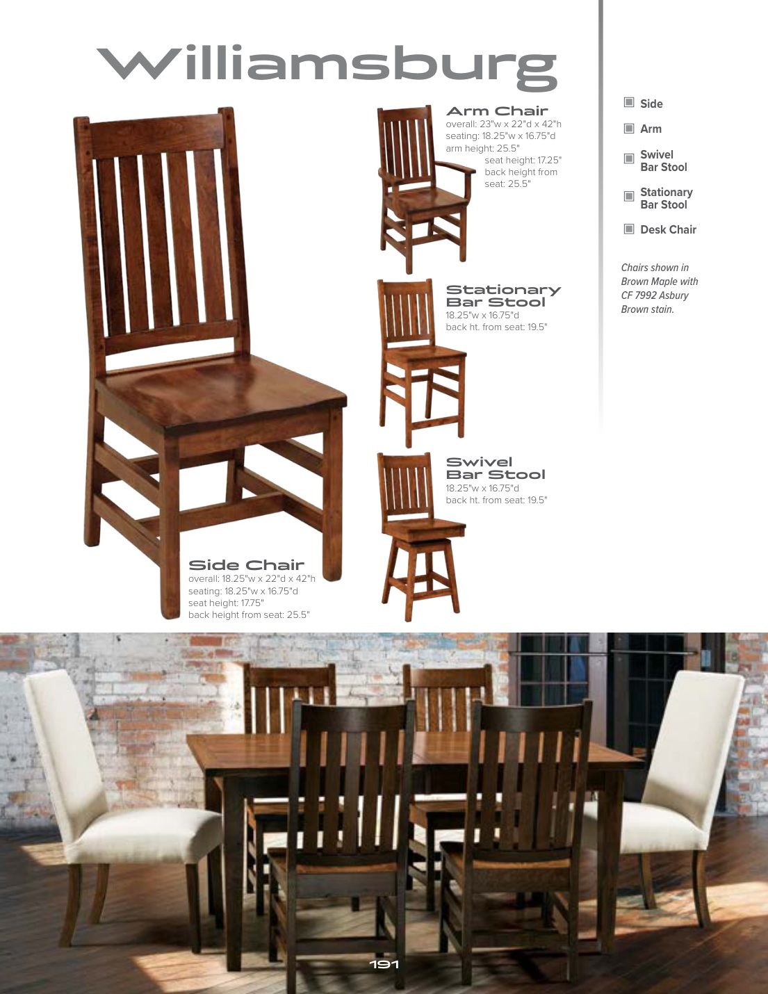 Williamsburg Arm Chair catalog page
